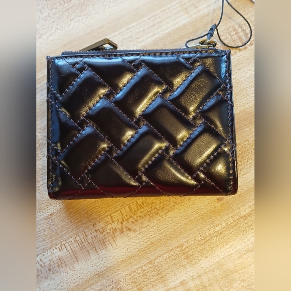 Kurt Geiger NWT Black Quilted Rhinestone Snap Wallet With Box - Picture 6 of 8